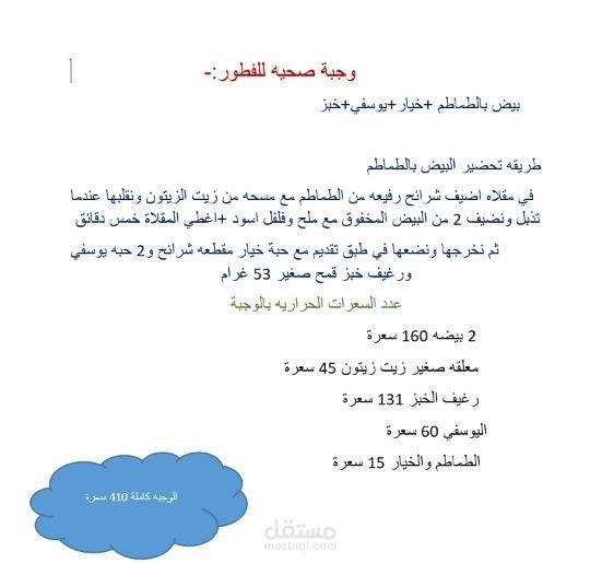 وجبة صحيه للفطور