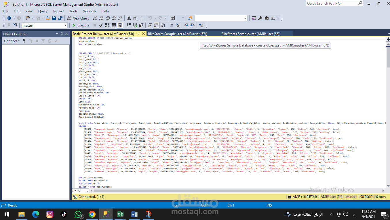 project railways management system in SQL