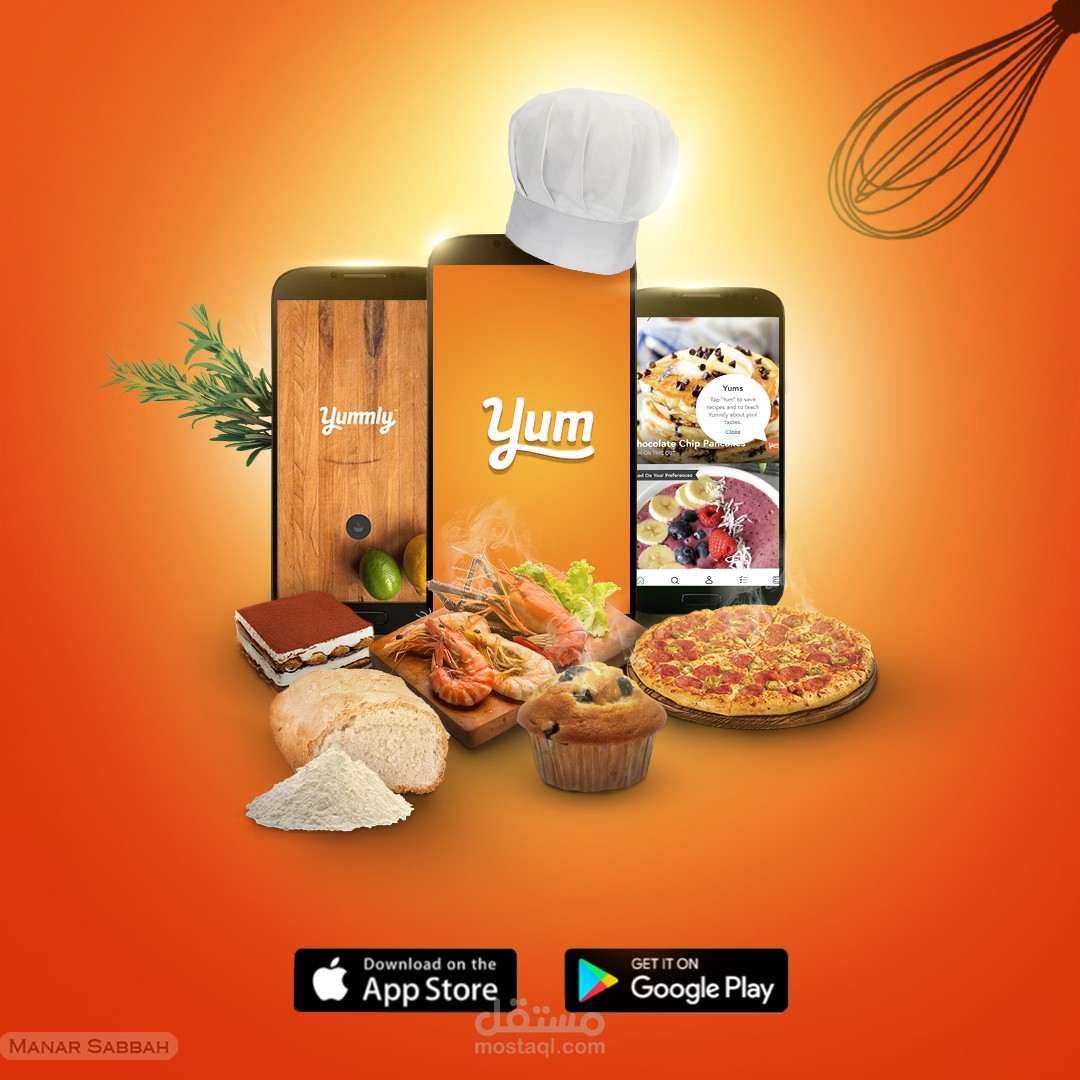 تصميم فكرة إعلان إبداعية لتطبيق "YUMMLY"