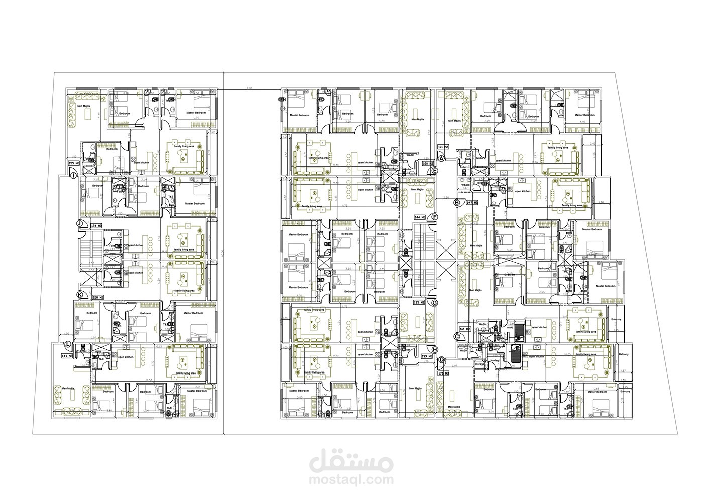 تصميم مخطط معماري لعمارة سكنية بالمملكة العربية السعودية