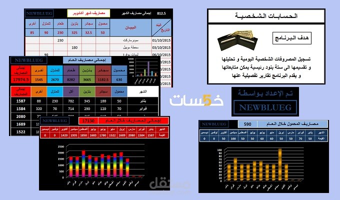 برنامج Excel لتسجيل و تحليل المصاريف الشخصية