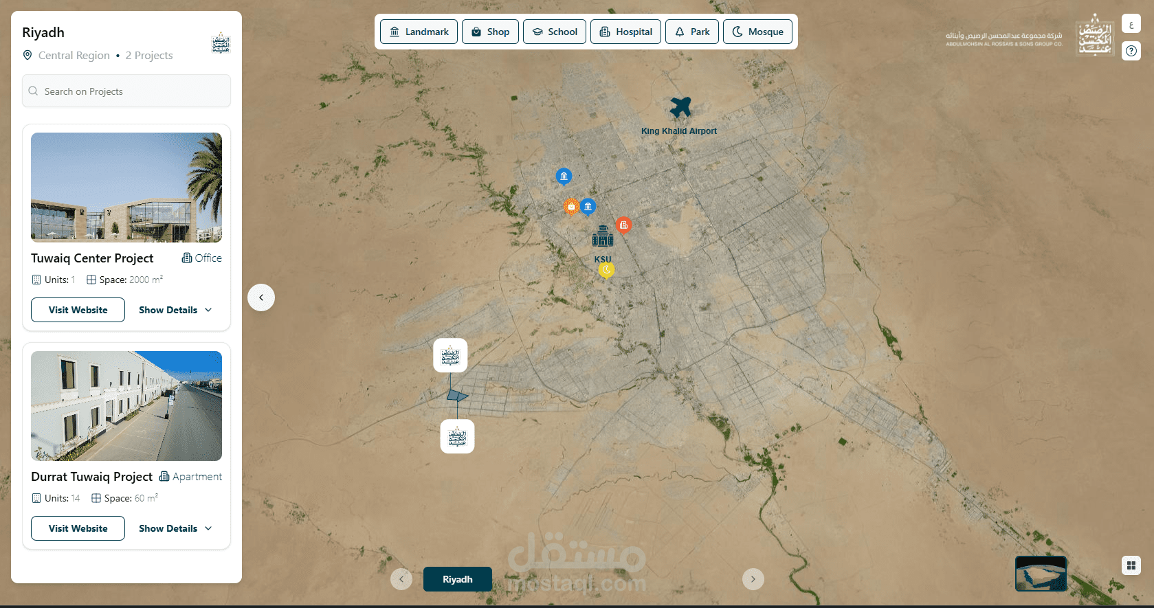 Al-Rossais Real Estate Map | خريطة العقارات لشركة الرصيص