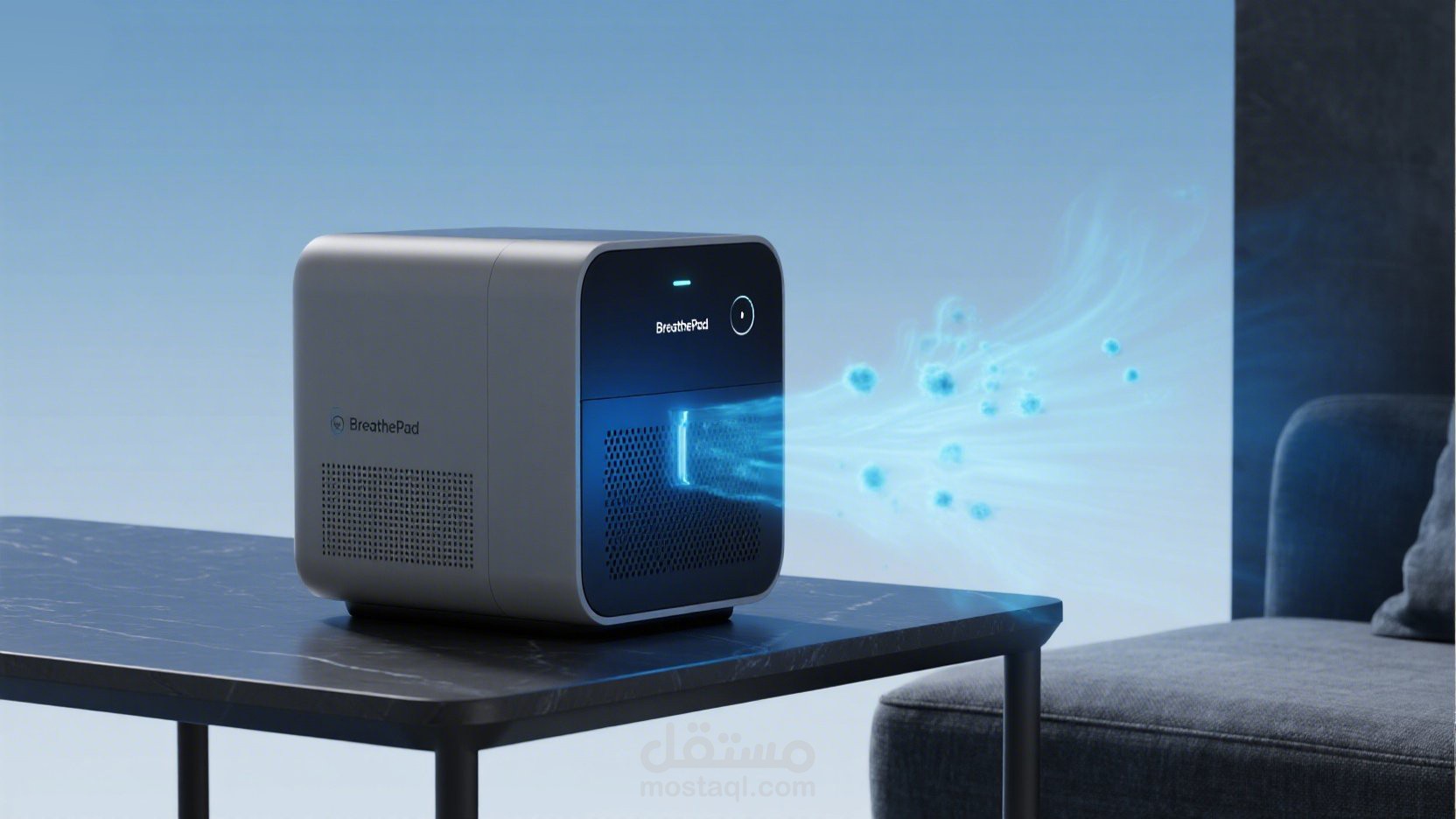 تصميم CGI واقعي لجهاز تنقية هواء ذكي