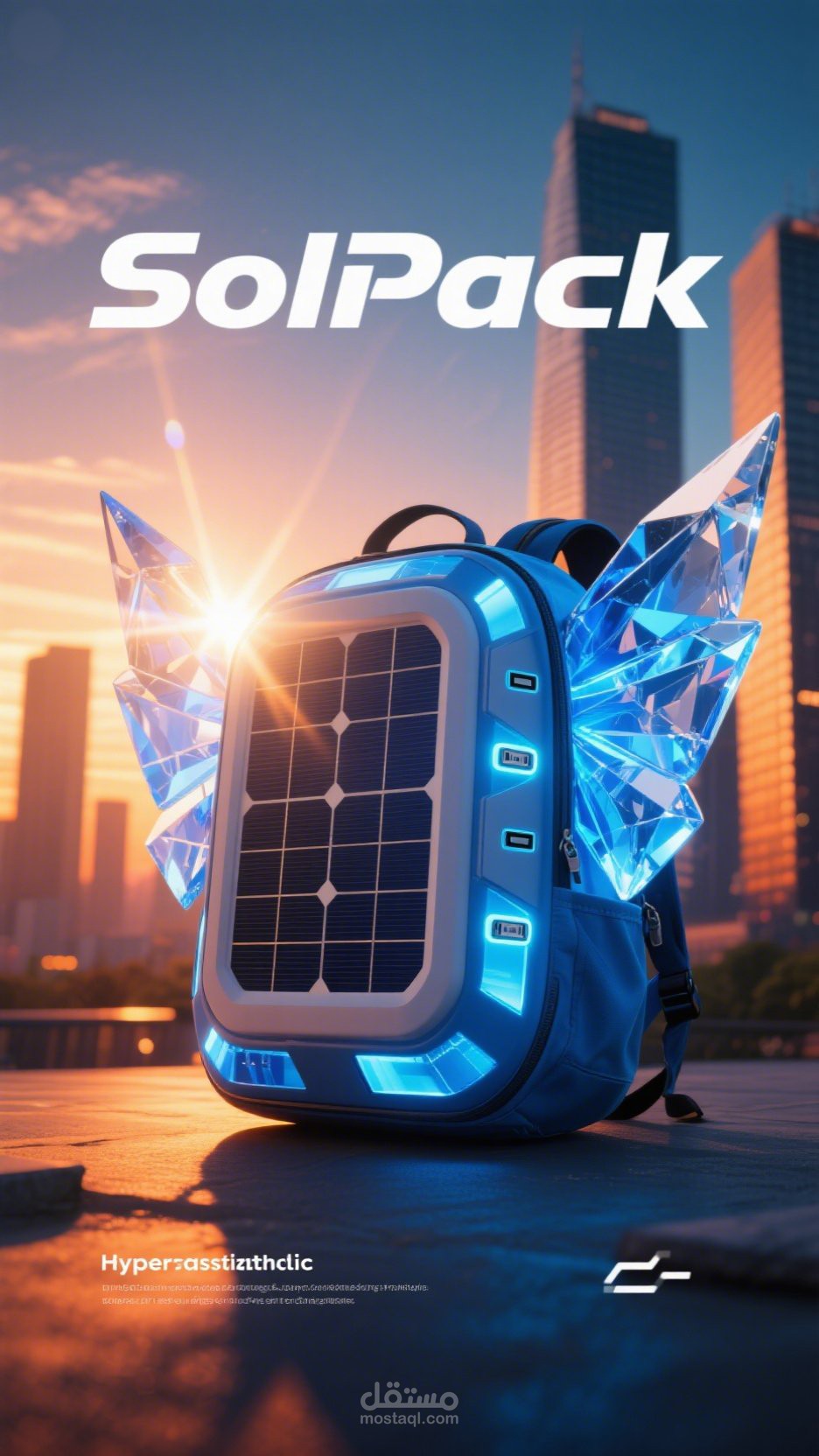 تصميم CGI مبتكر لحقيبة ظهر شمسية ذكية