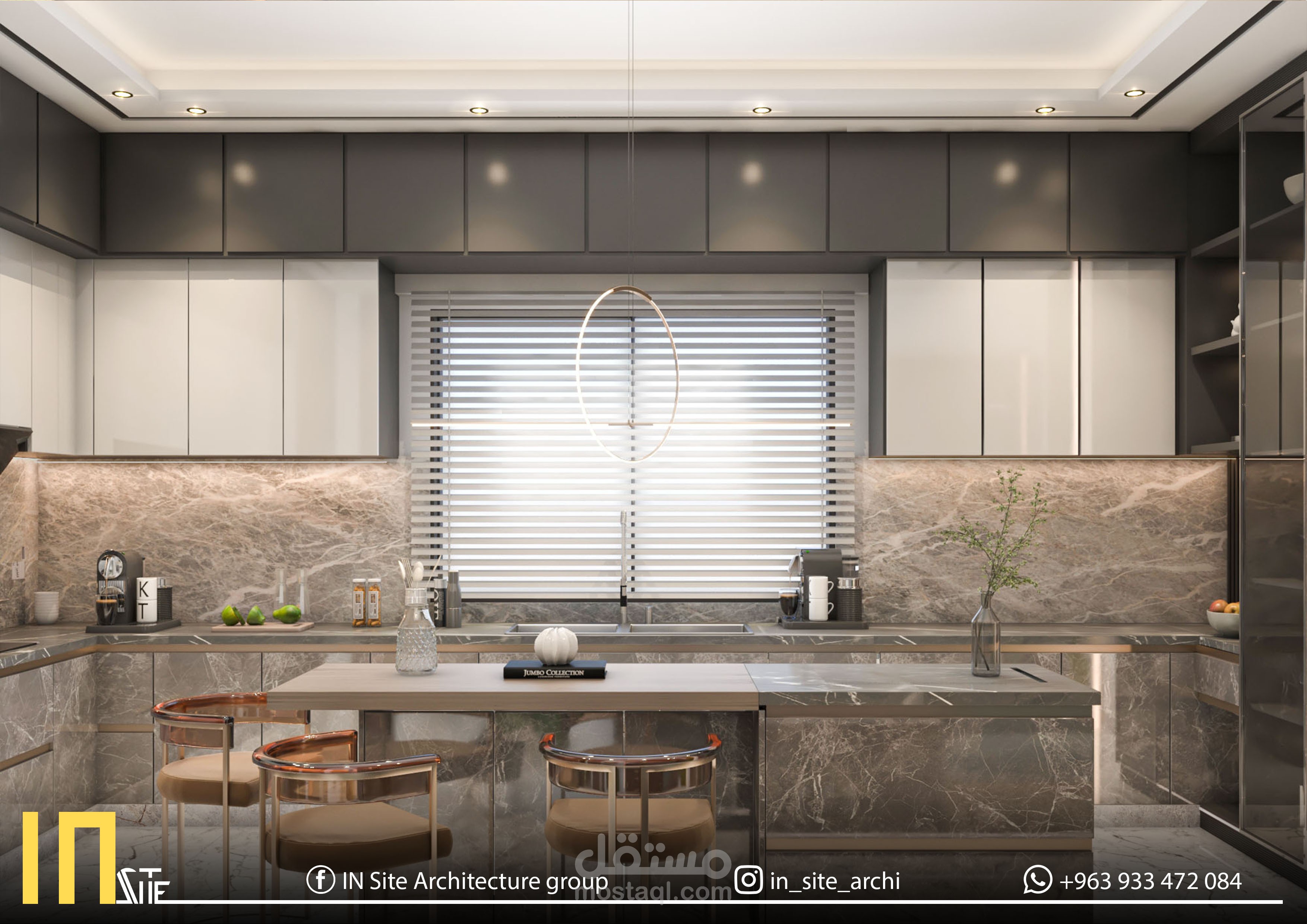 تصميم داخلي لمطبخ ضمن شقة سكنية
