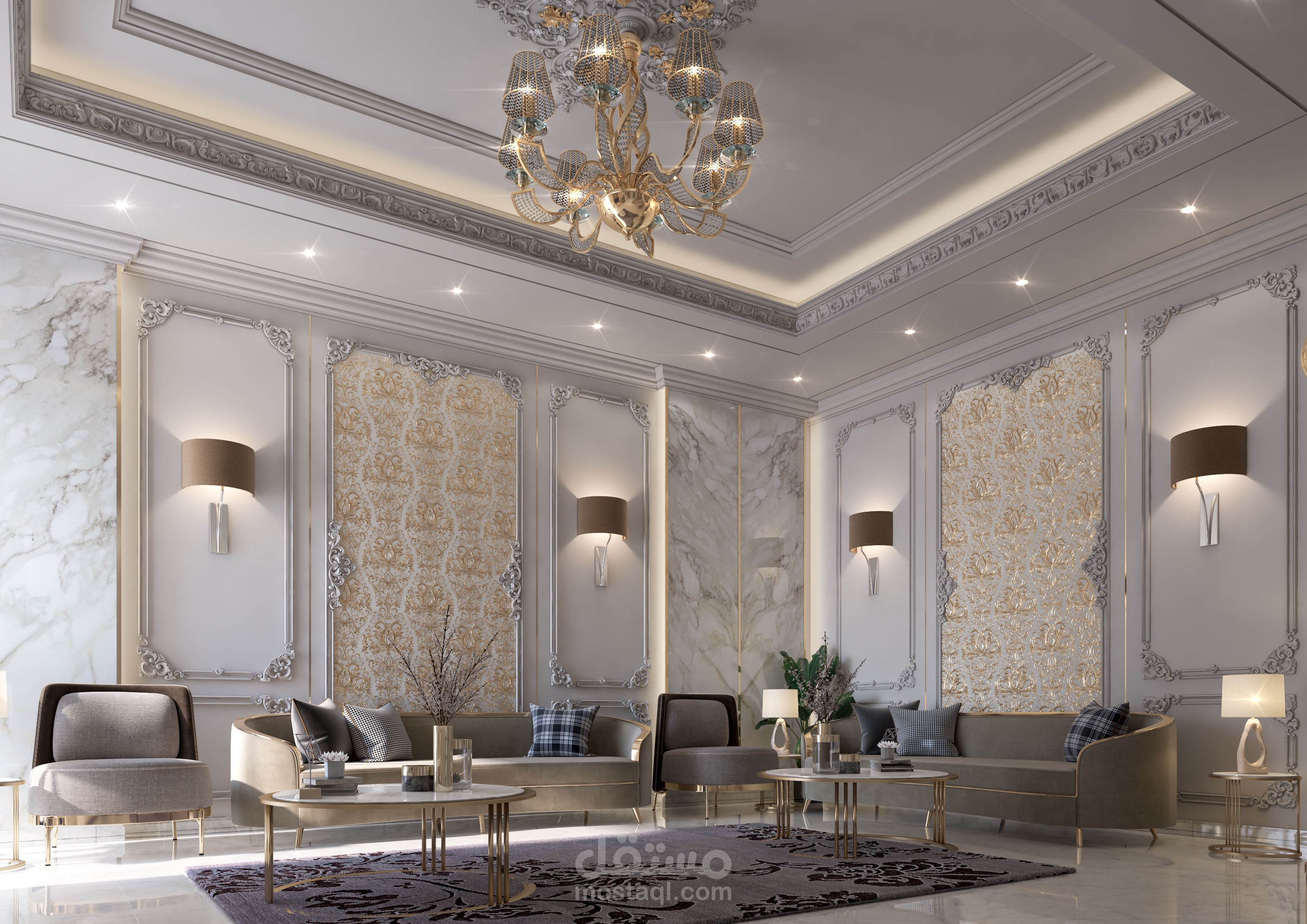 تصميم داخلي لمجلس متصل