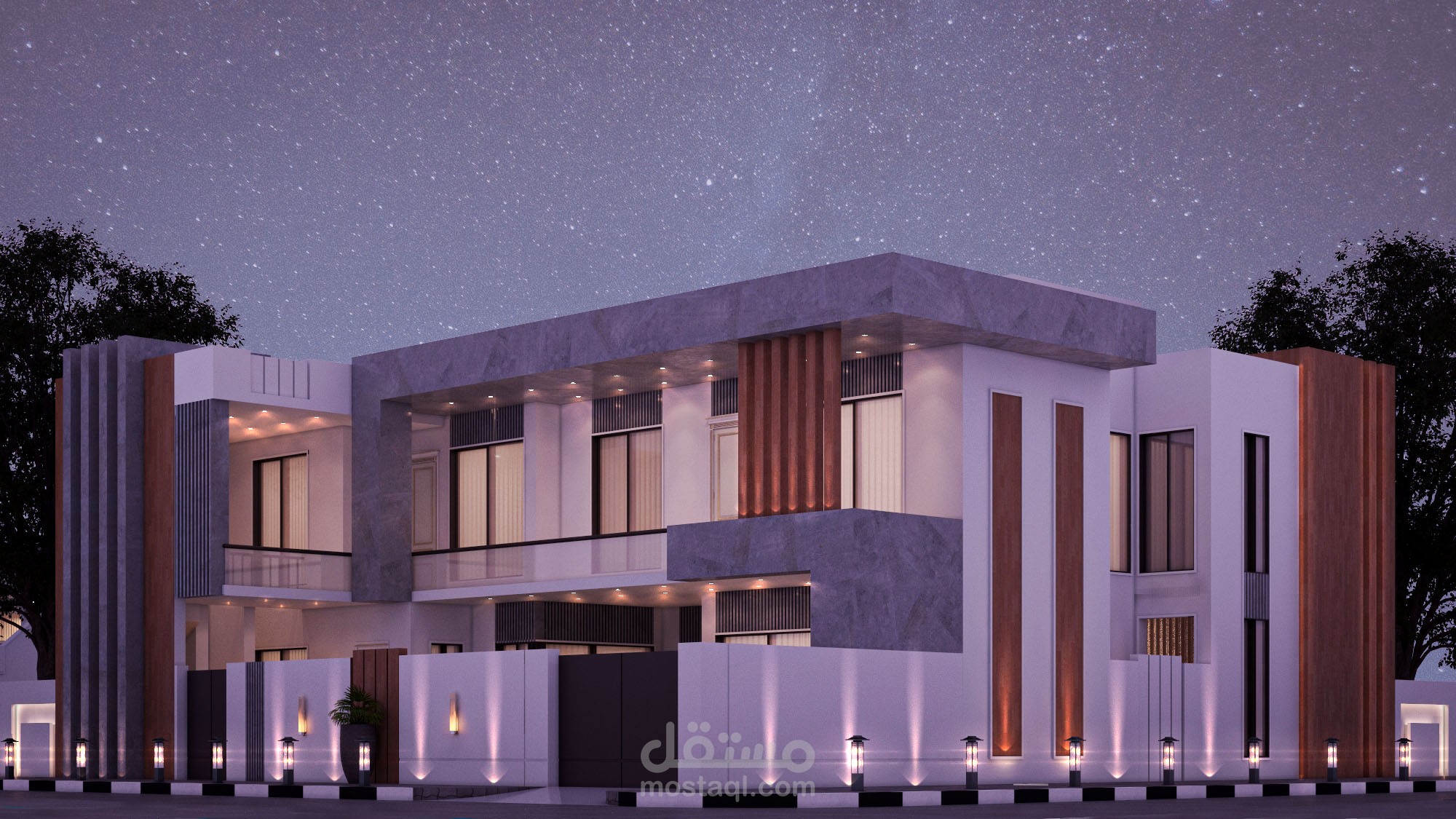 تصميم  واجهة فيلا بنمط معاصر