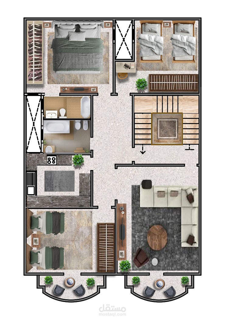 اظهار معماري 2D علي الفوتوشوب