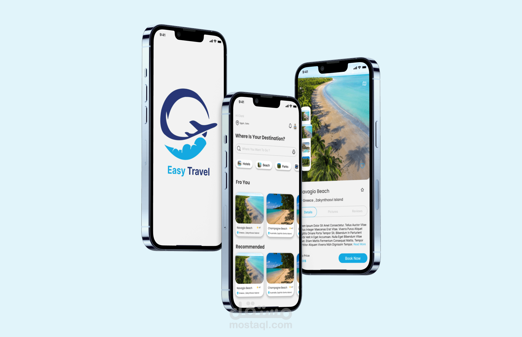 تصميم UX/UI لتطبيق Easy Travel