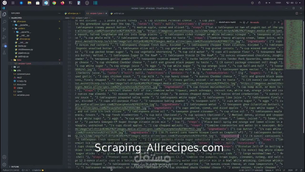 Scraping data (recipes) from allrecipes.com [python/scrapy]