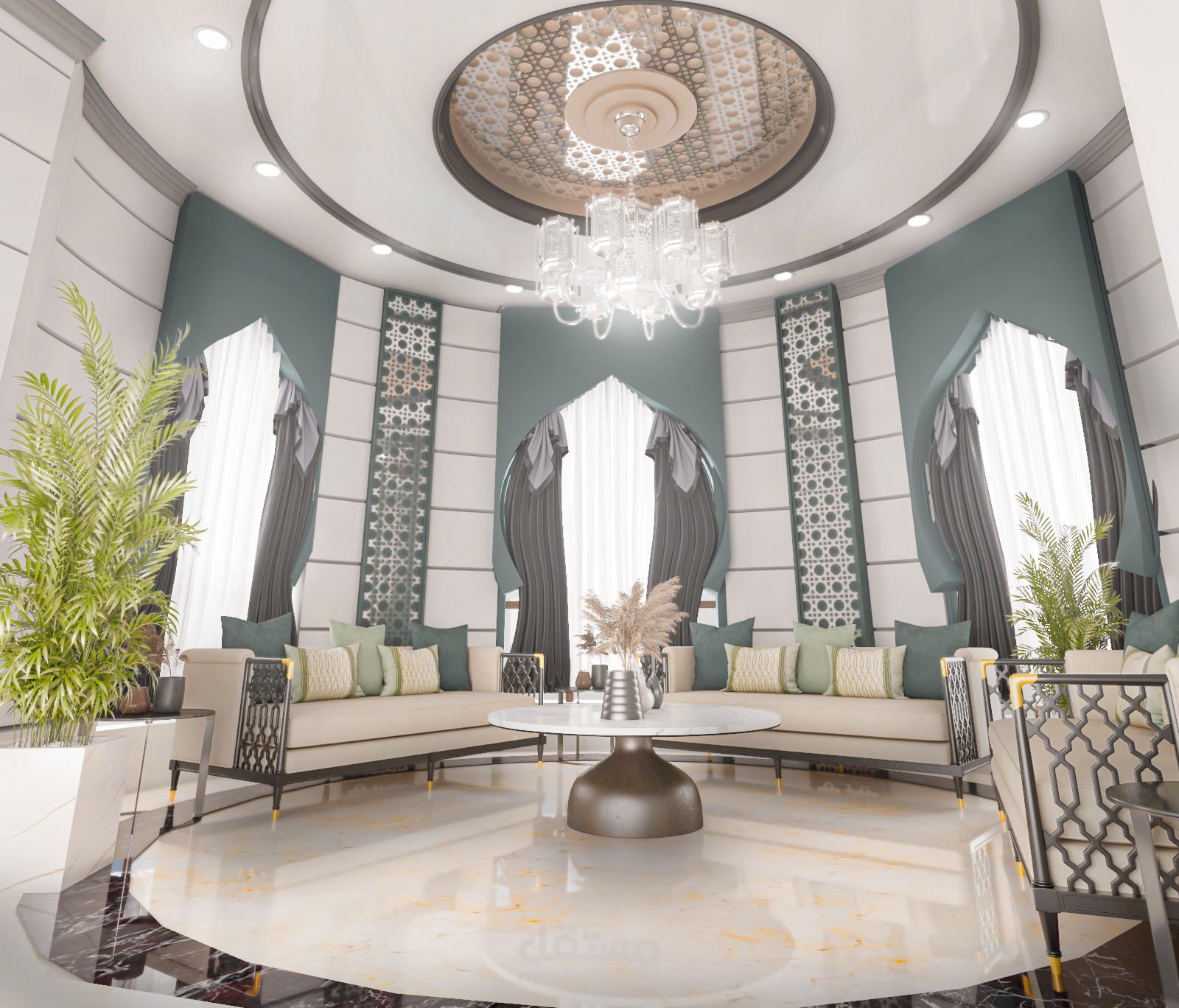 غرفة جلوس على الطراز الإسلامي