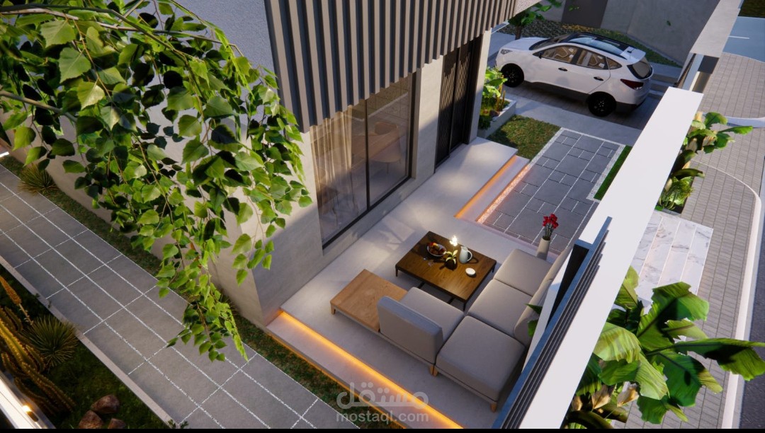 تصميم فله سكنيه مع حديقه