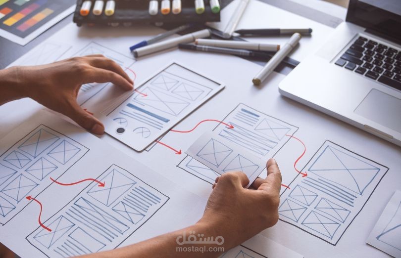 مشروع تصميم واجهات تطبيق وتصميم مخطط سير العمليات