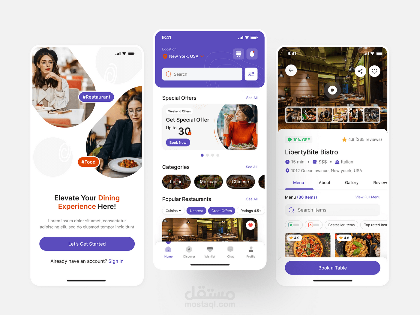 مشروع خطة عمل لتطبيق حجز مطاعم وتصميم عرض للمستثمرين