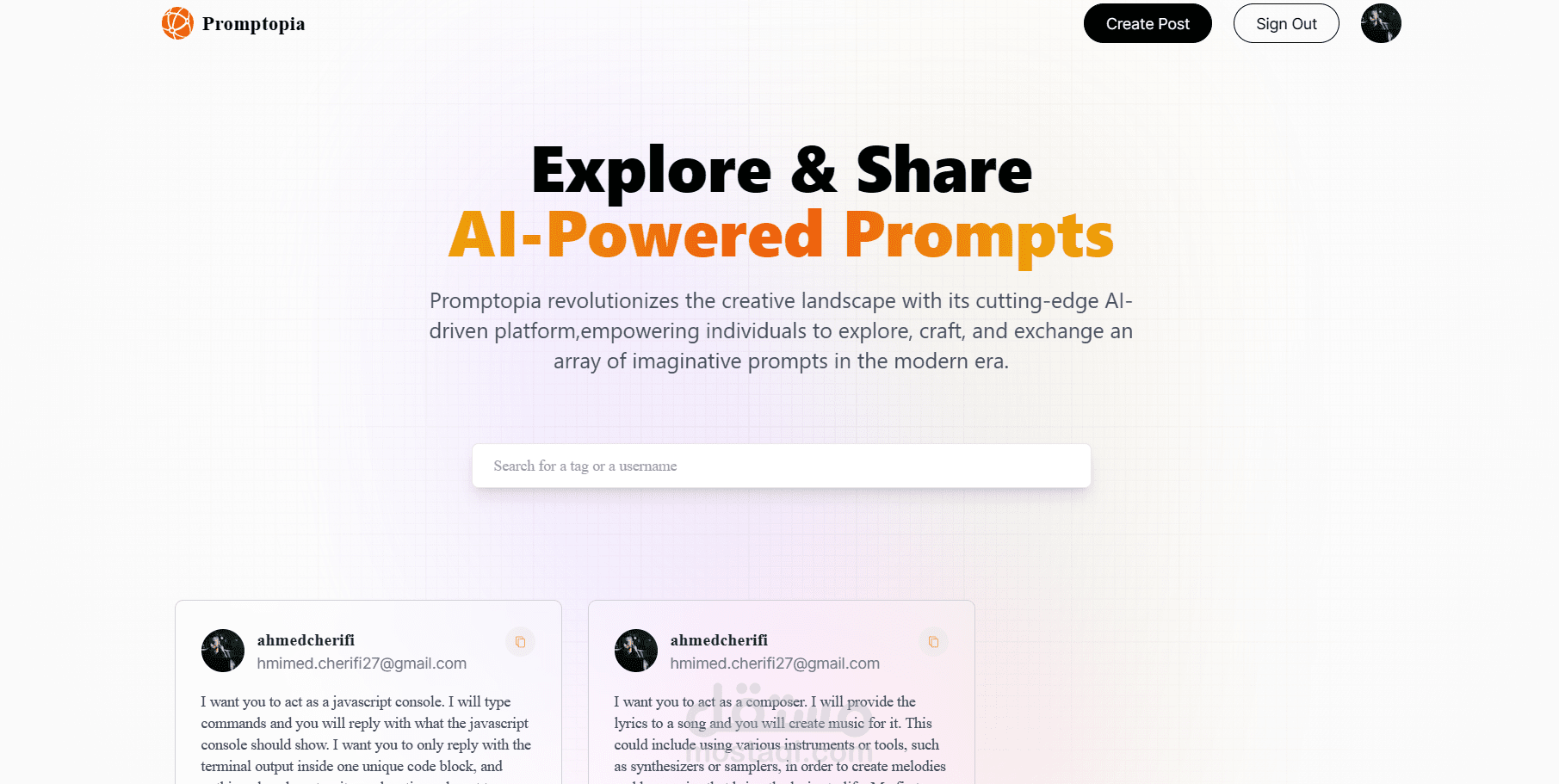 موقع الكتروني لاضافة و تعديل و حذف AI- PROMPTS