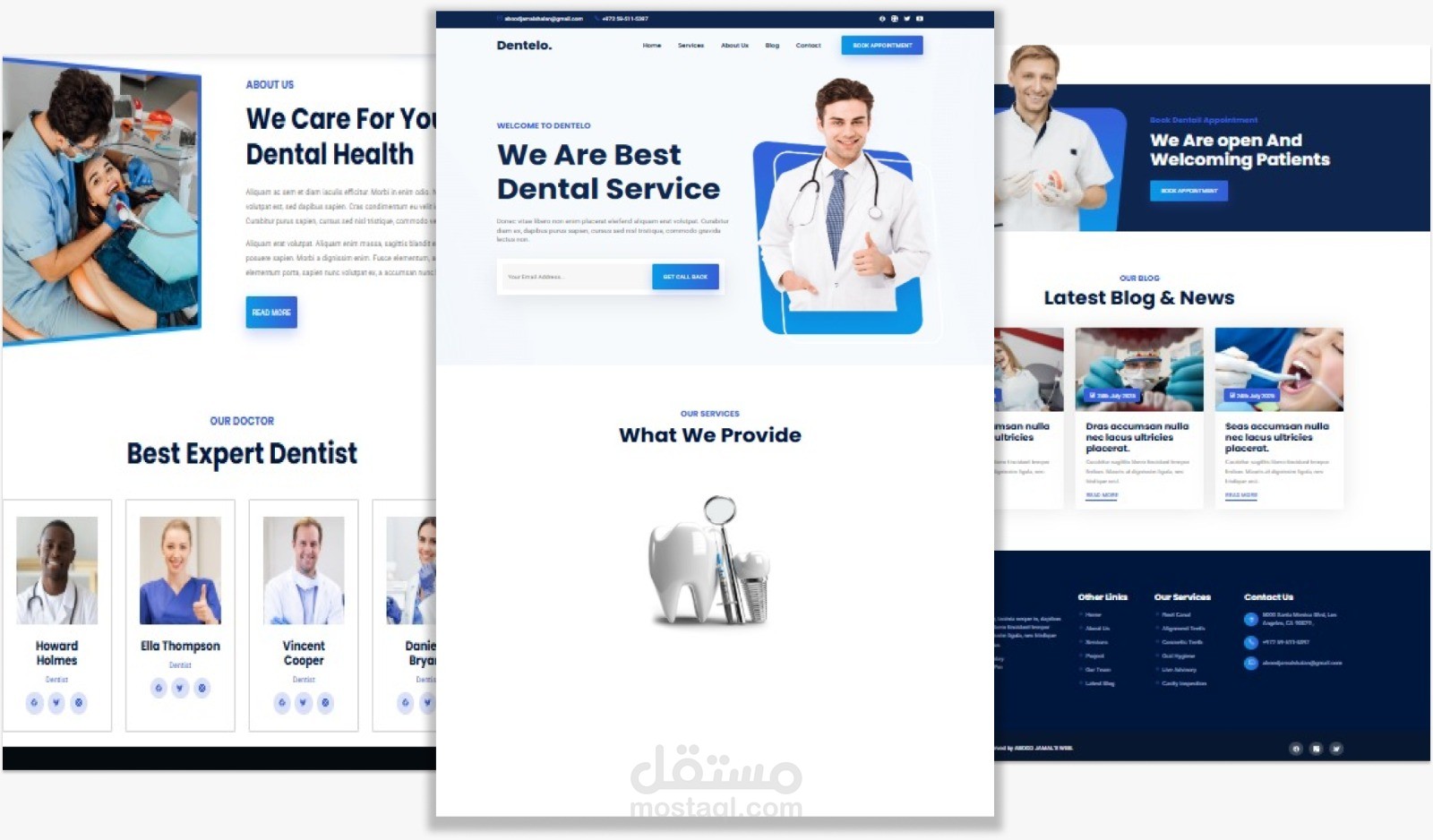 موقع Dentelo لعيادة الأسنان – تصميم احترافي ومتجاوب Dentelo – Responsive & Professional Dental Clinic Website