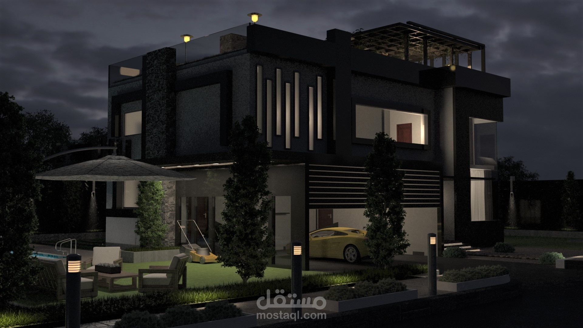 Modern Villa Designed - Day \ Night Light