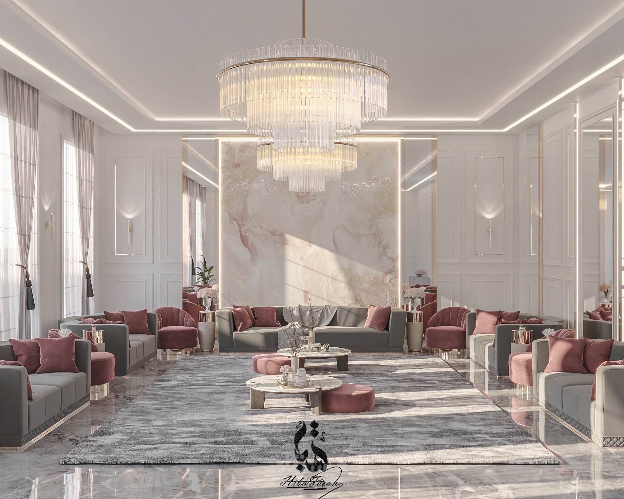 تصميم مجلس نساء مع غرفة طعام نمط نيو كلاسيك