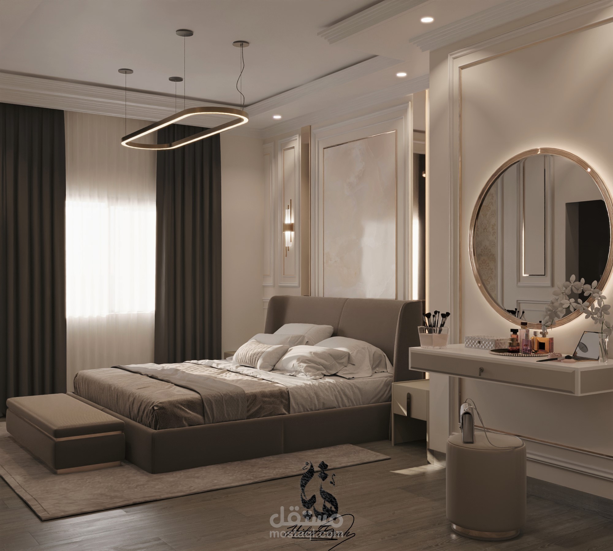 تصميم غرفة نوم أبوين بتصميم نيو كلاسيك - الكويت