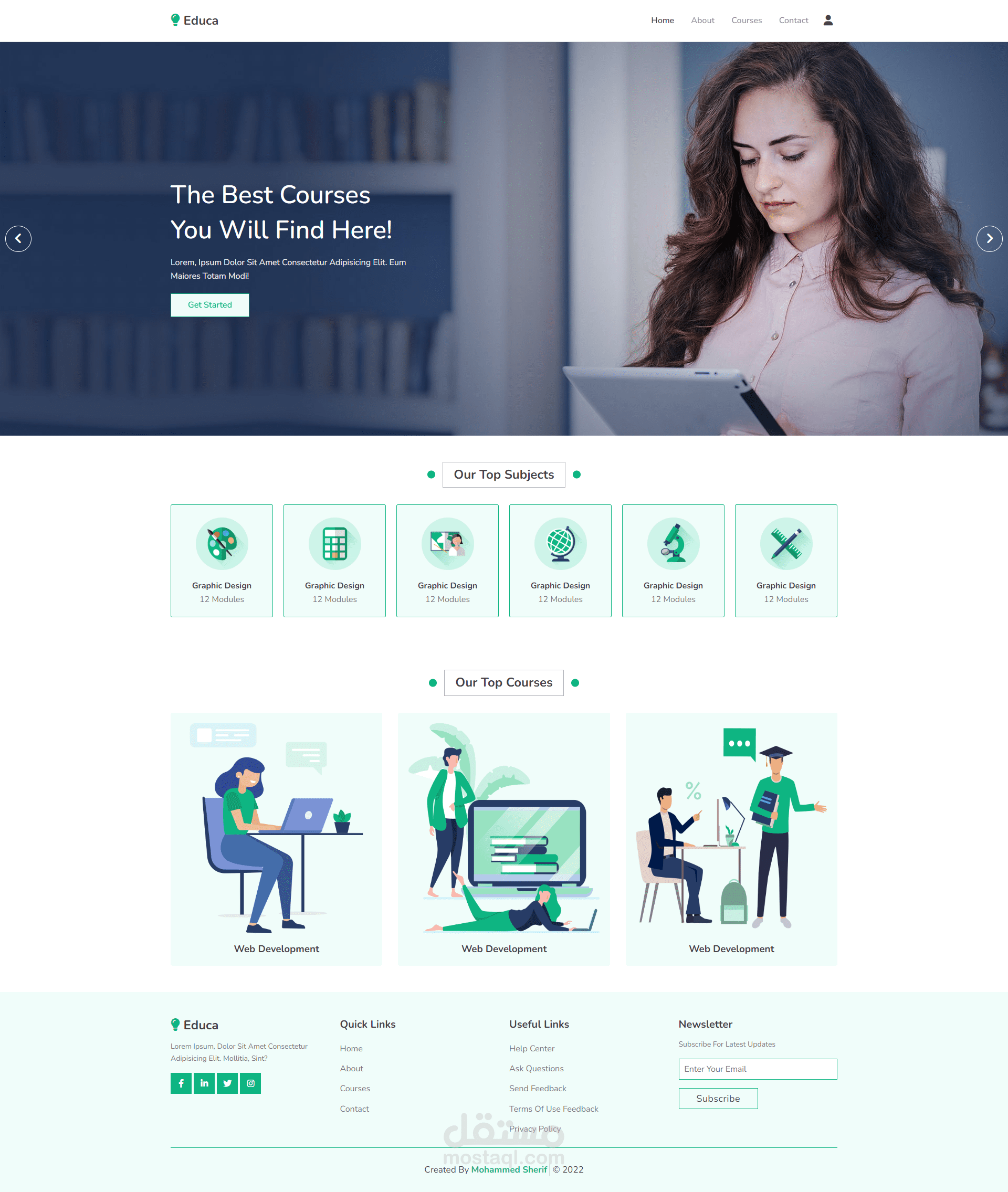 موقع كورسات تعليمية - Education Courses website