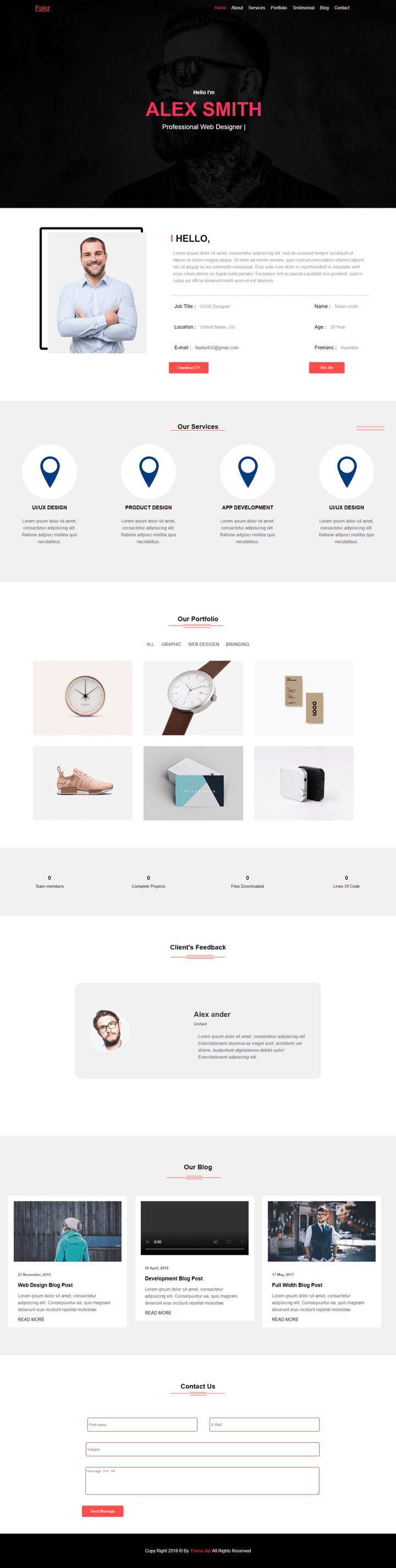 Template using pure HTML and CSS