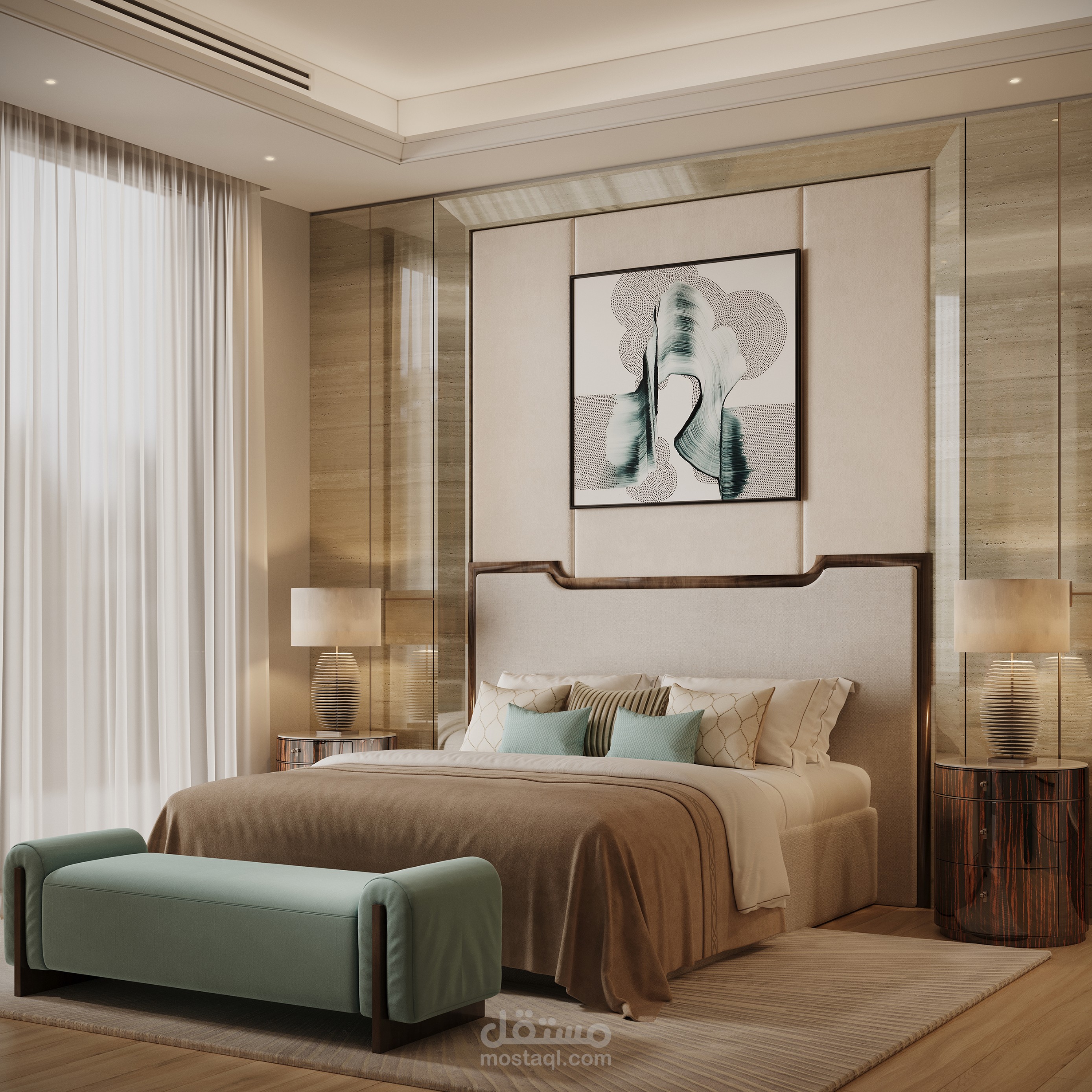 Master Bedroom + Dressing design | تصميم غرفة نوم رئيسية + غرفة ملابس