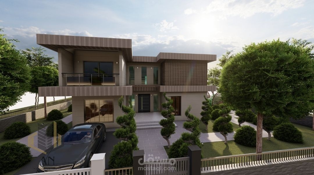 واجهة فيلا  تجمع بين نمطي Modern و Minimalist