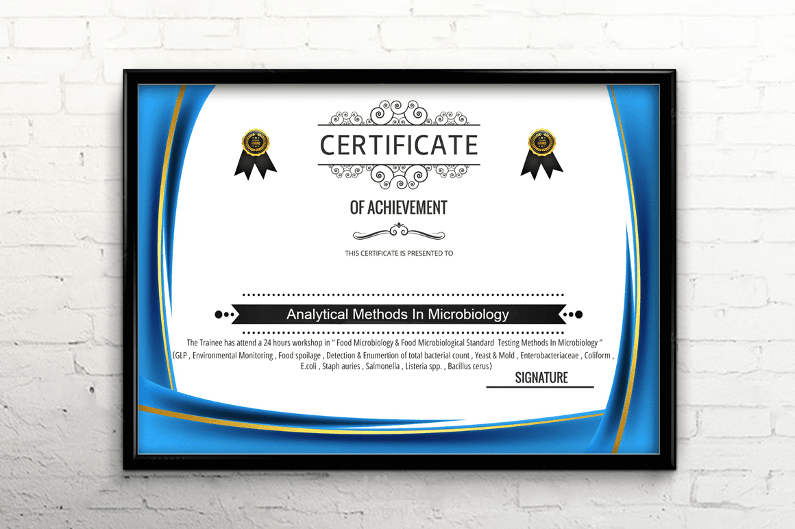Certificate For Analytical Methods In Microbiology