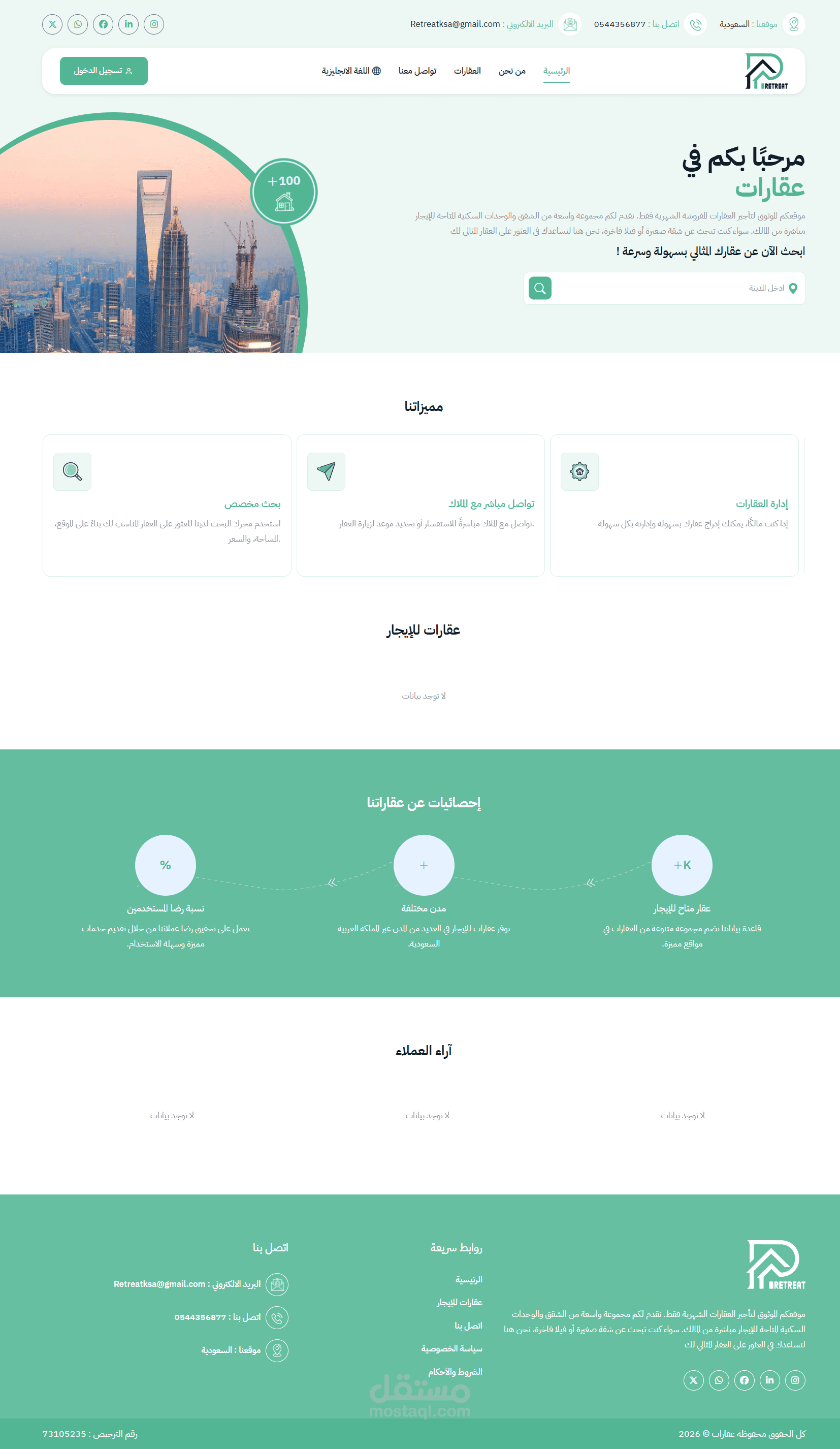 ريتريت  –  منصة عقارية للإيجار الشهري