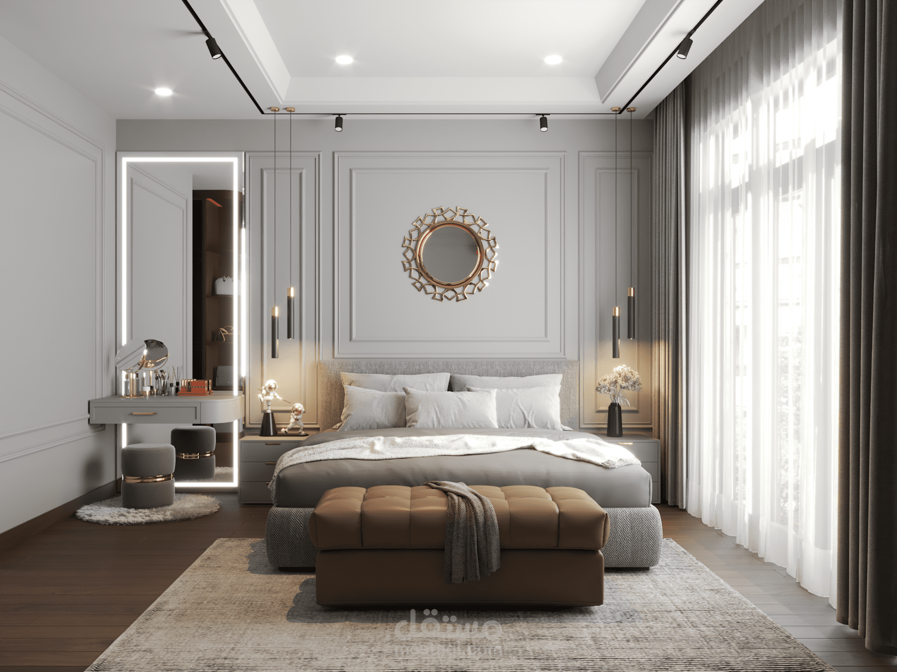 تصميم داخلي لغرفة نوم.
