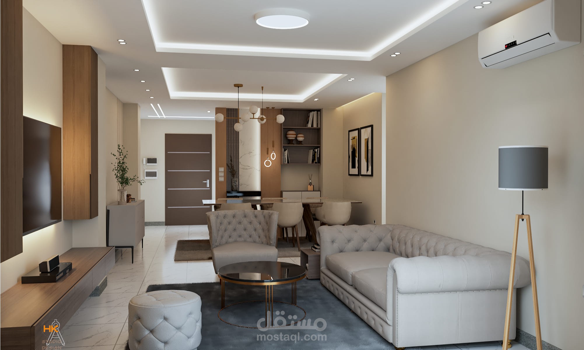 تصميم داخلي لشقة مساحتها 95م²