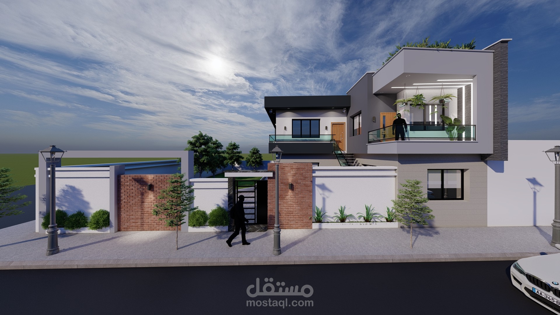 اظهار واجهة خارجية لمبنى سكني مع رند فيديو