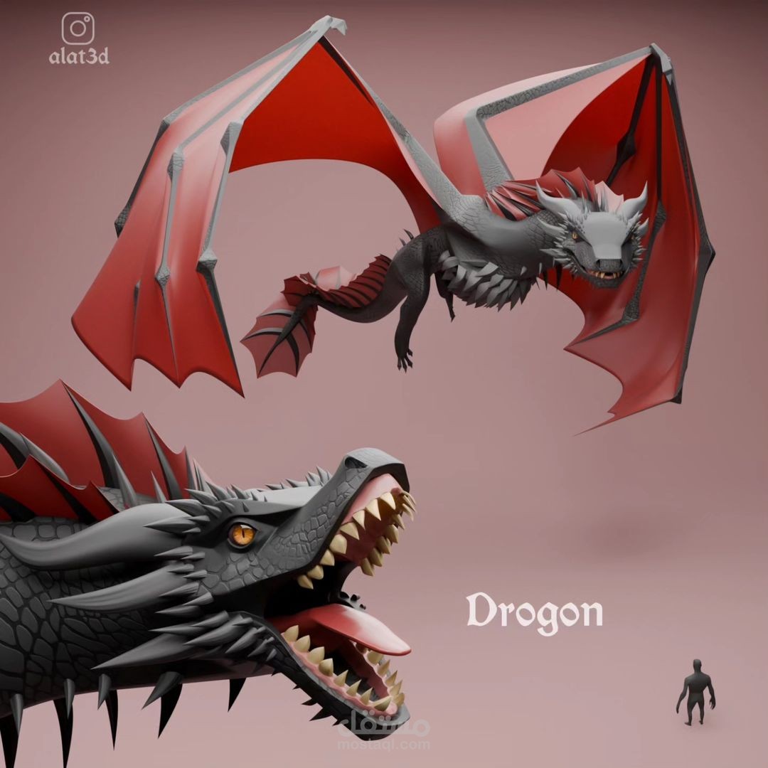 drogon , lowpoly stylized