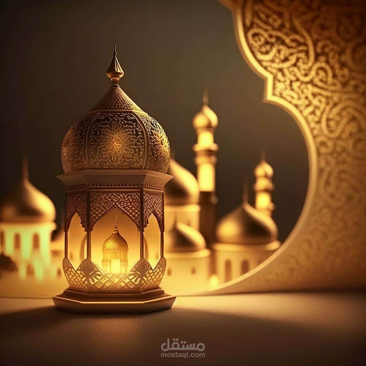 تصميم بطاقة تهنئة بمناسبة شهر رمضان الكريم