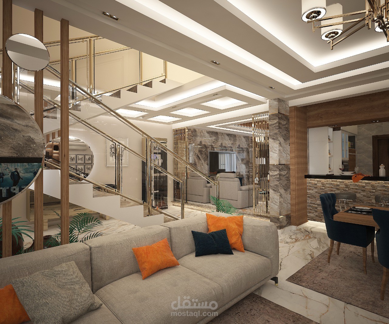 تصميم ديكور داخلي لفيلا  3d