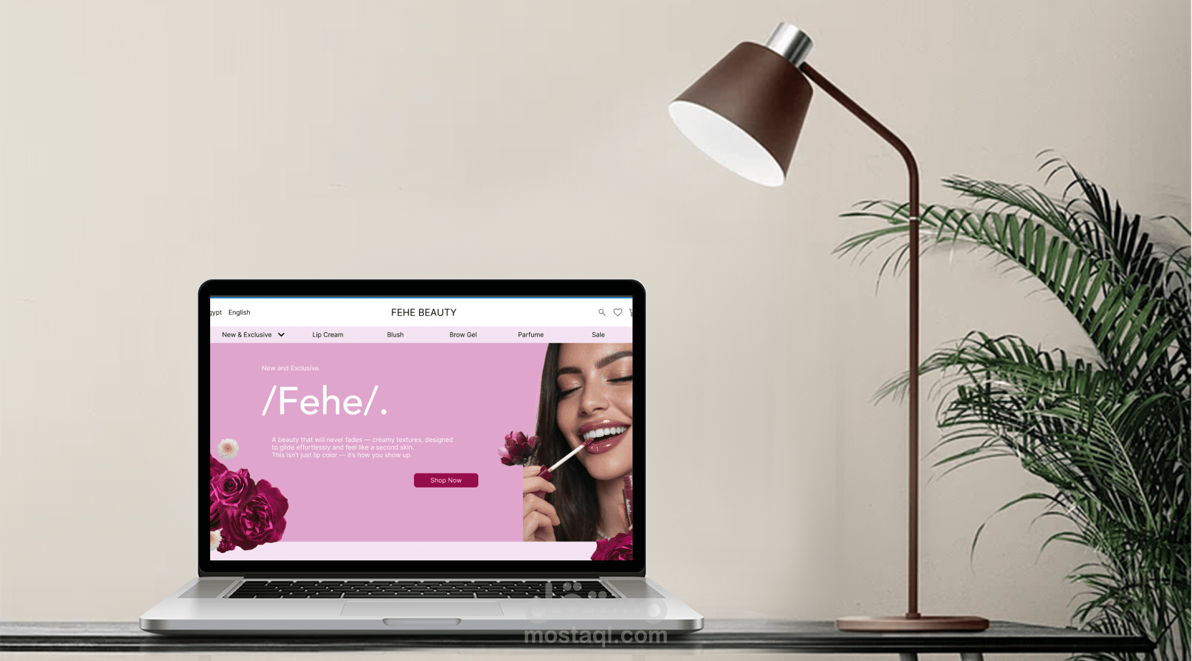 تصميم landing page لمتجر مستحضرات تجميل بعلامة تجارية عصرية