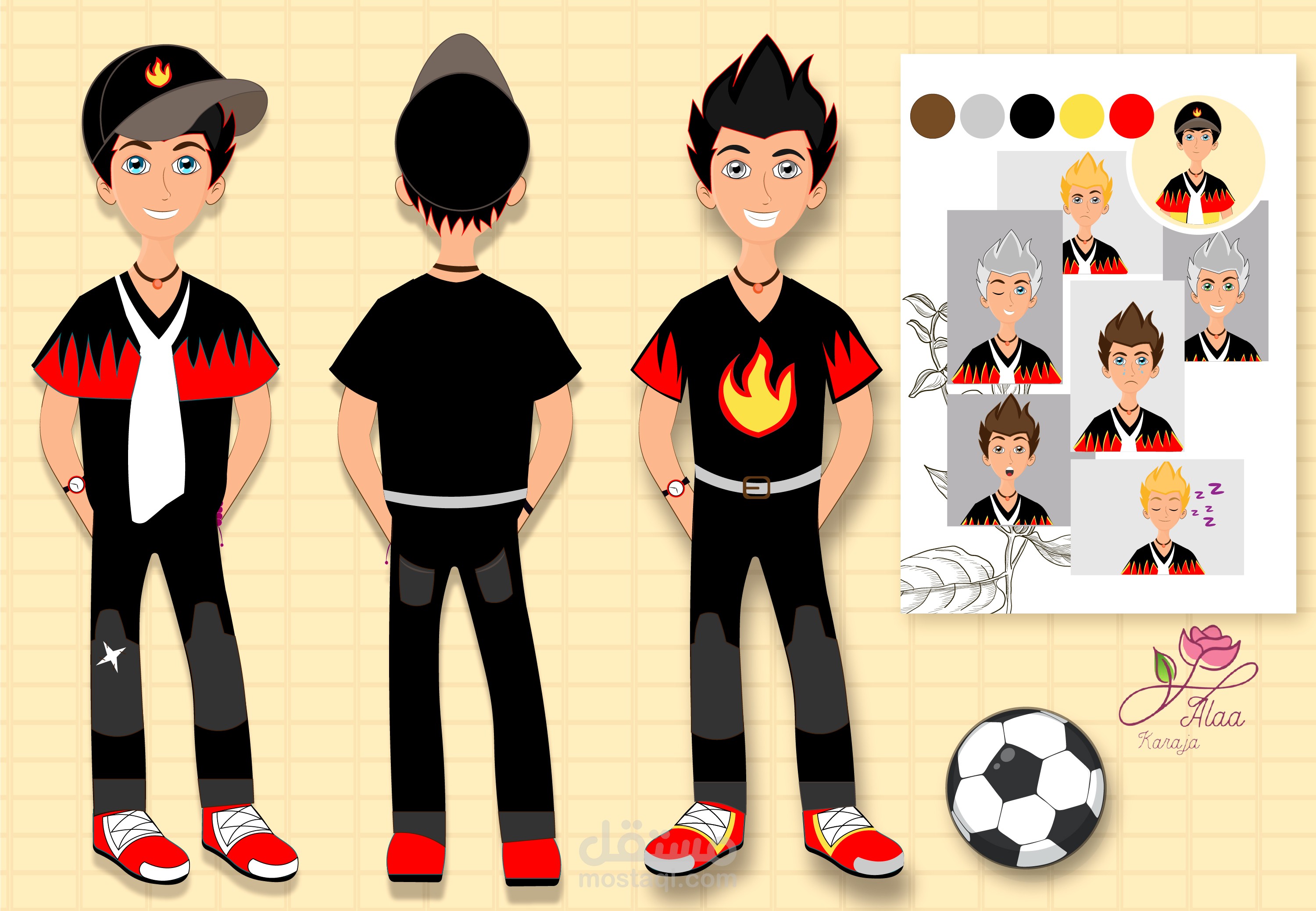 رسم شخصية ولد كرتونية