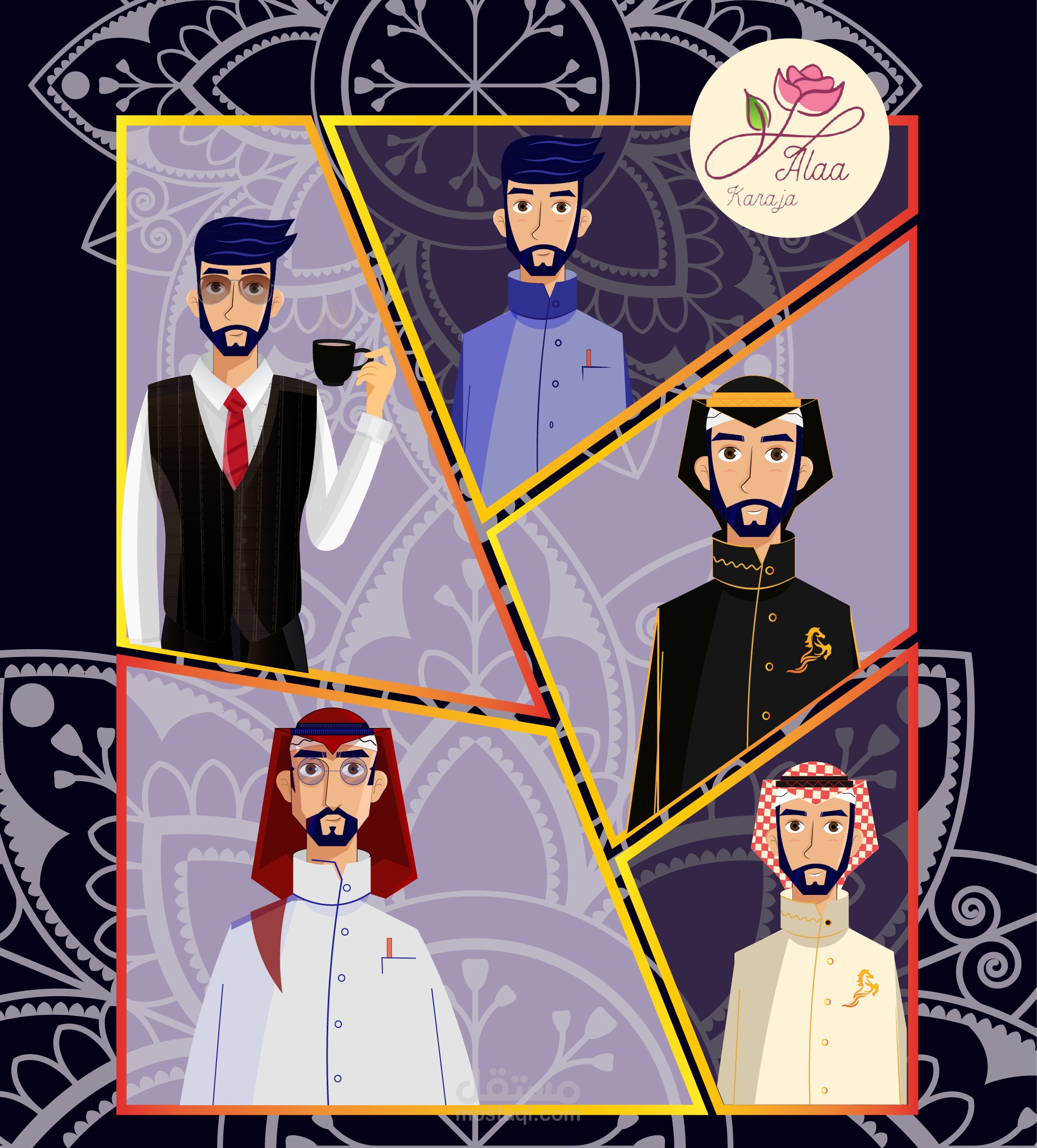 رسم كرتون شخصيات خليجية