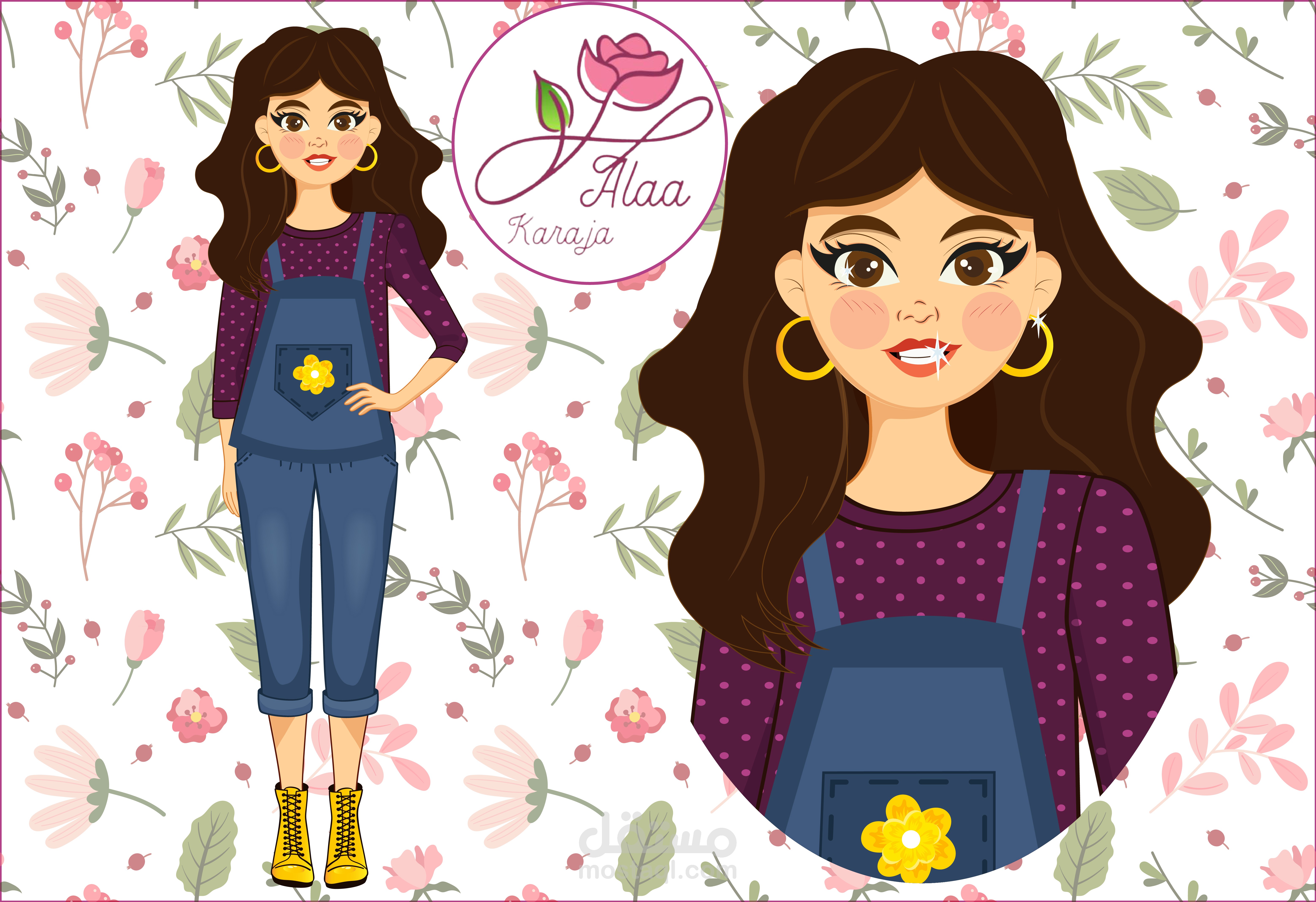 ⭐رسم شخصية بنت بستايل كرتوني⭐