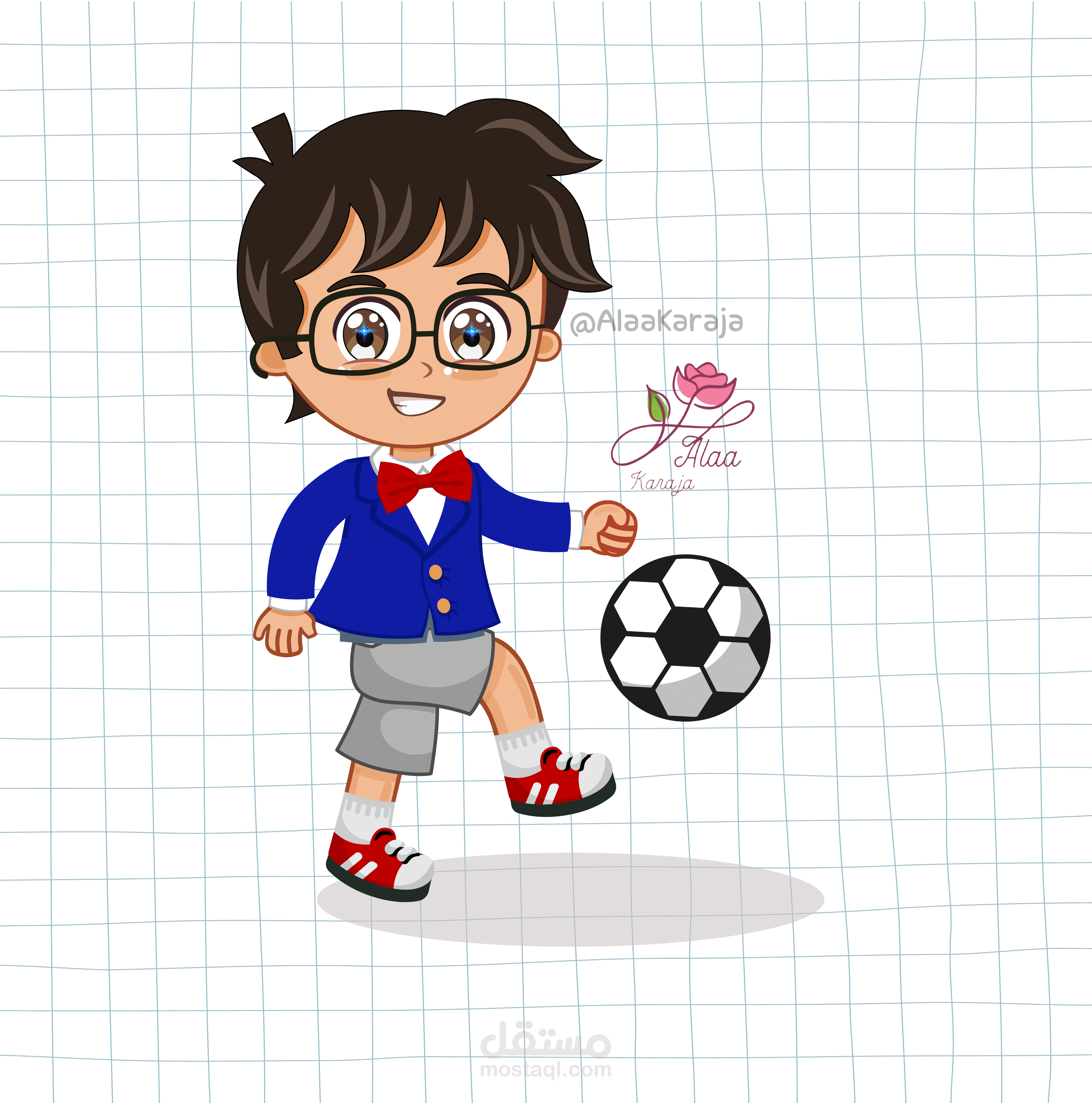 ⭐رسم وتصميم شخصية كرتونية المحقق كونان أنمي بستايل كرتوني| فيكتور VECTOR وتصميم ملصقات⭐