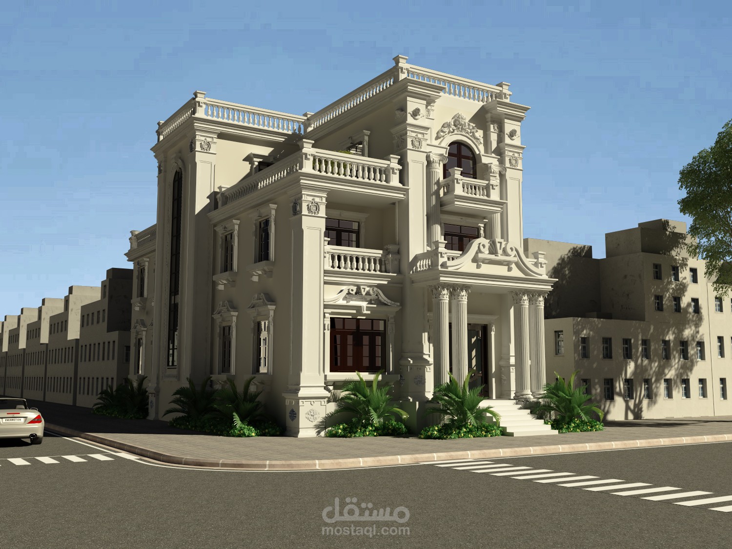 تصميم خارجي لفيلا كلاسيك