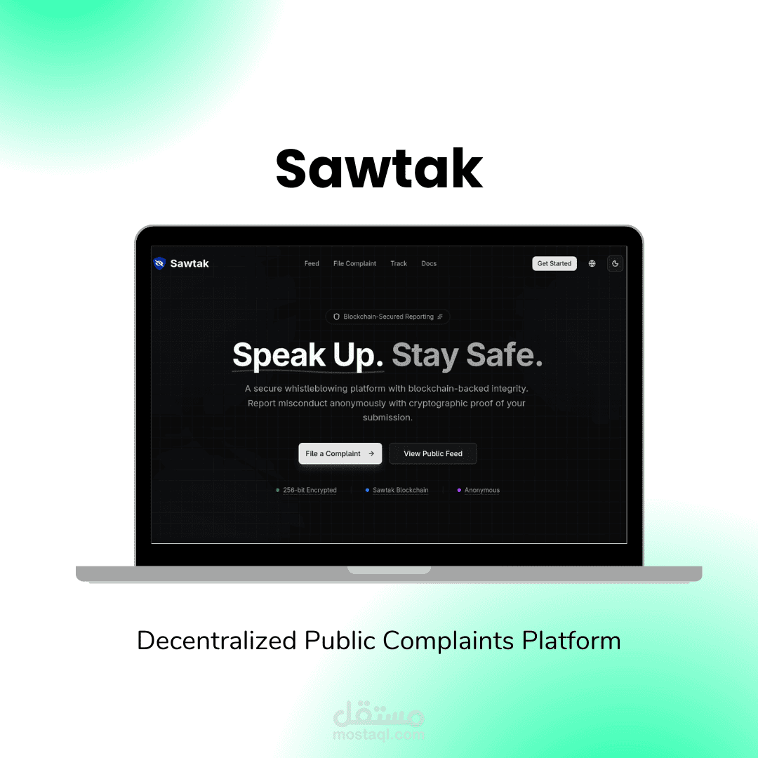 منصة صوتك (Sawtak) — نظام لا مركزي لتقديم البلاغات والشكاوى بأعلى معايير التشفير