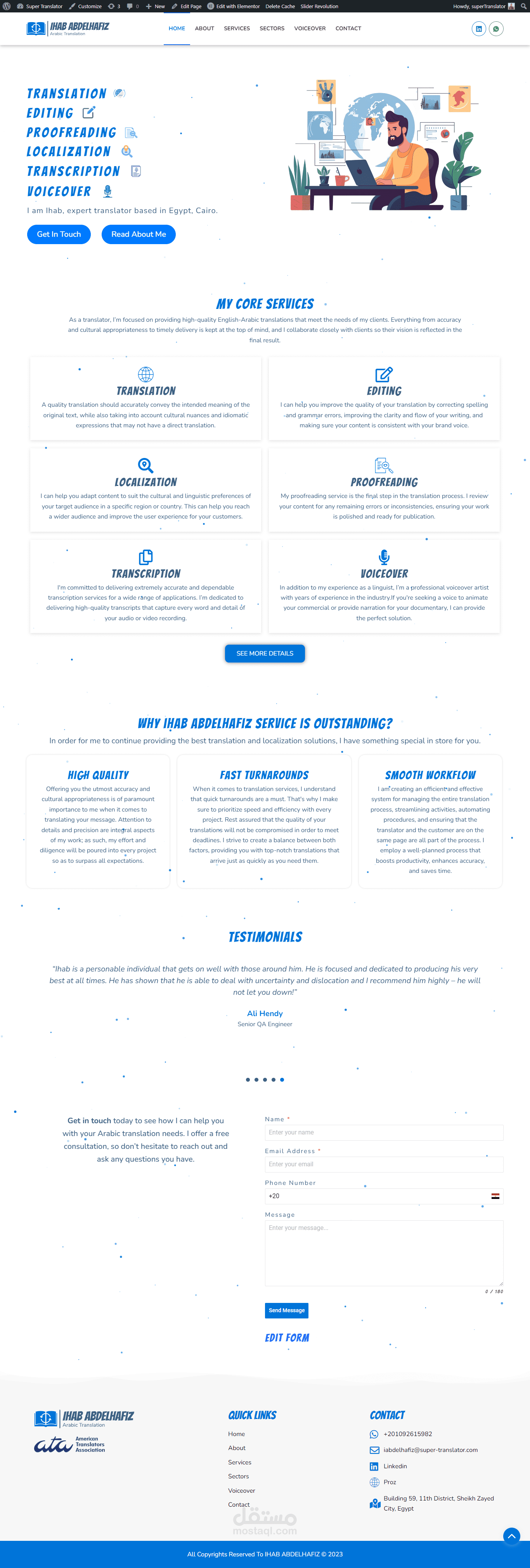 Personal website for Translator