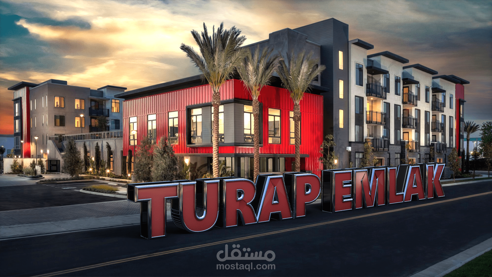 تصميم دعائي ثلاثي أبعاد لشركة عقارات تركية اسمها TURAP EMLAK