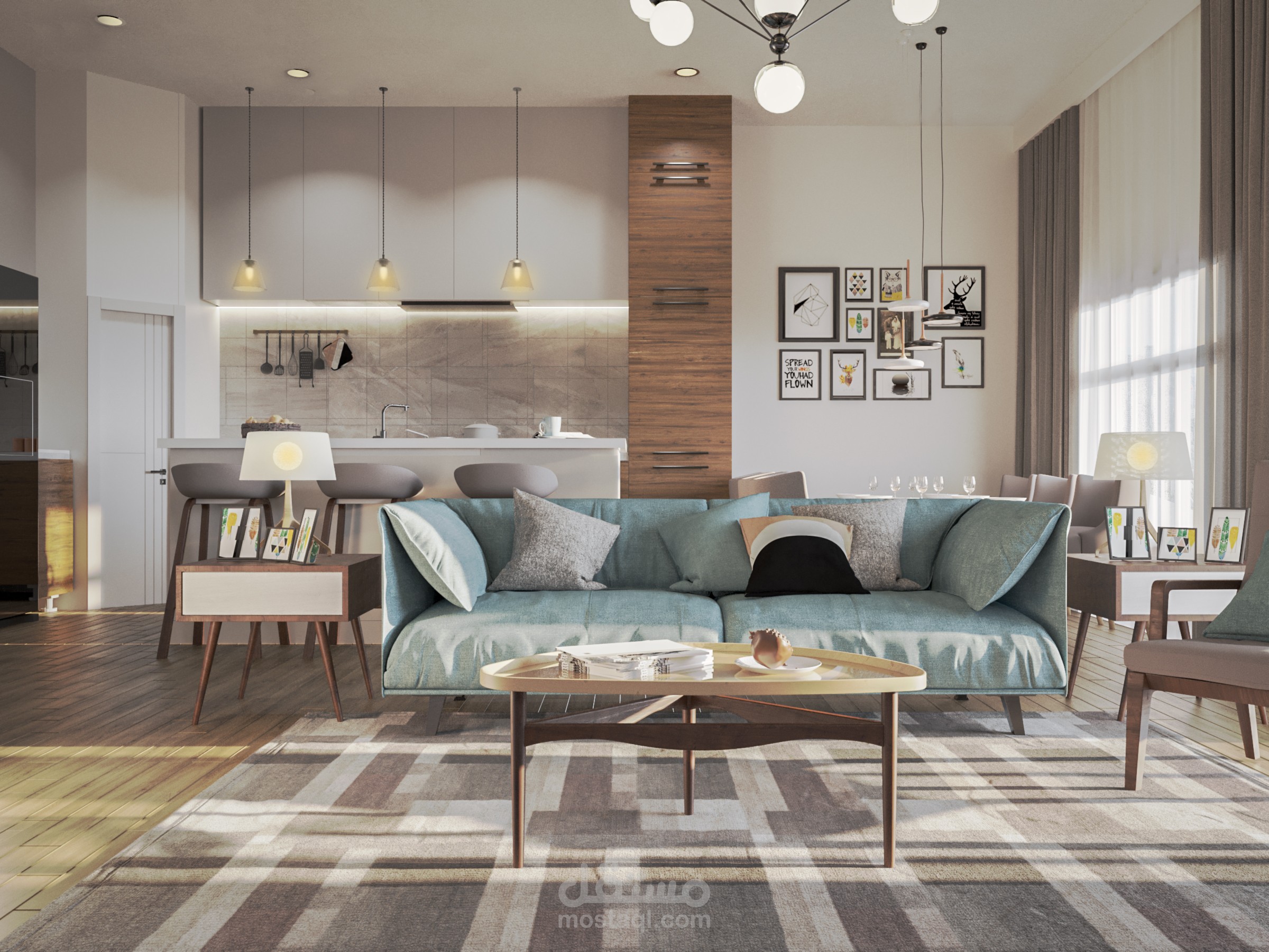 تصميم غرفة معيشة Living room with Kitchen