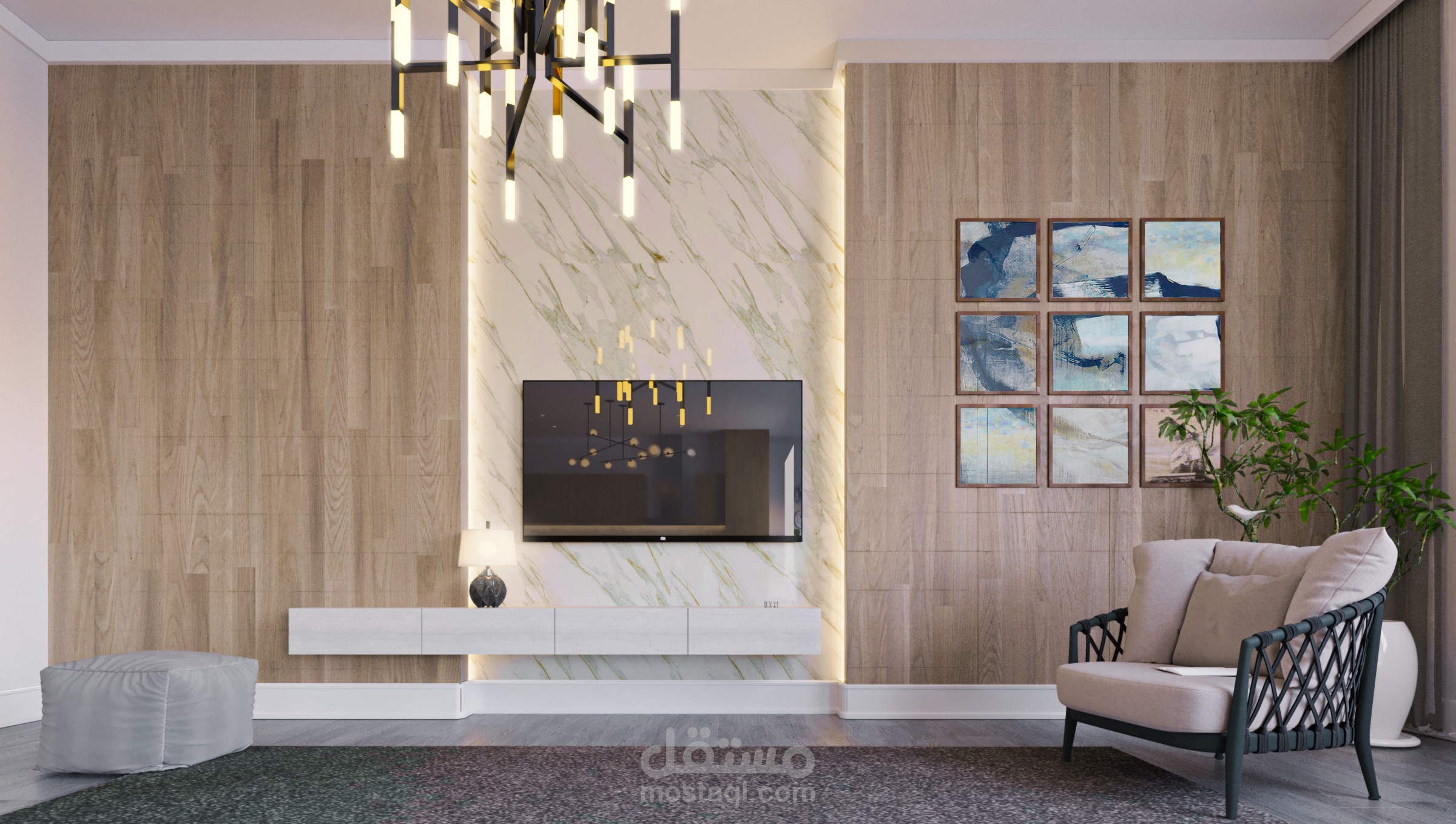 تصميم داخلي لمنزل سكني طراز حديث