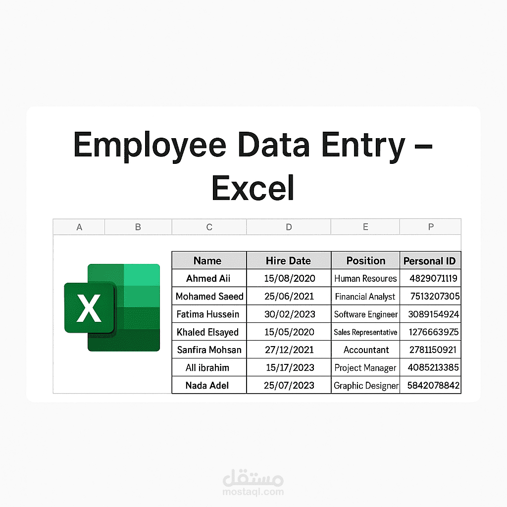 إدخال بيانات لملف Excel بطريقة منظمة