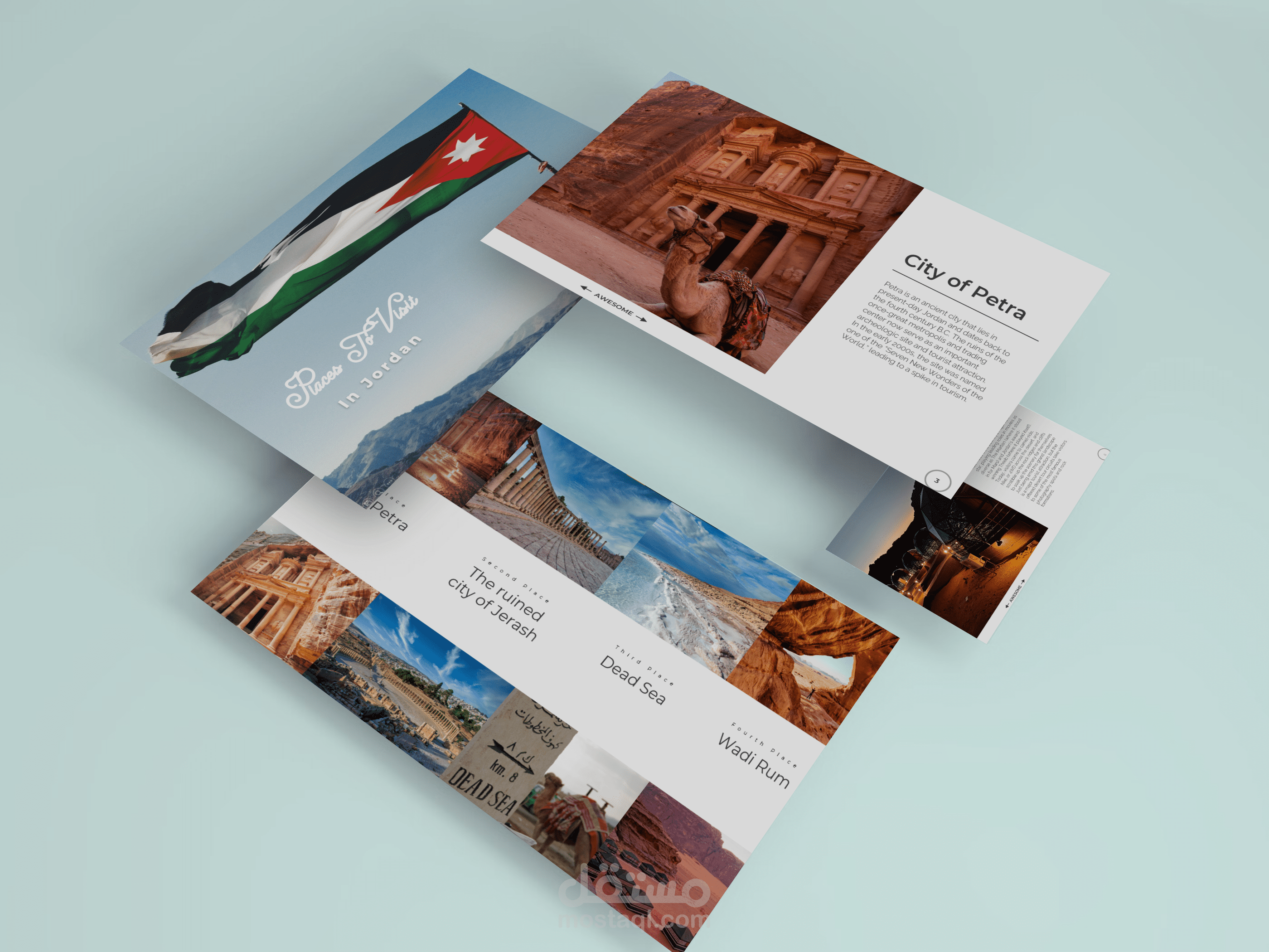 عرض تقديمي عصري لعرض اجمل المناطق السياحية في الاردن