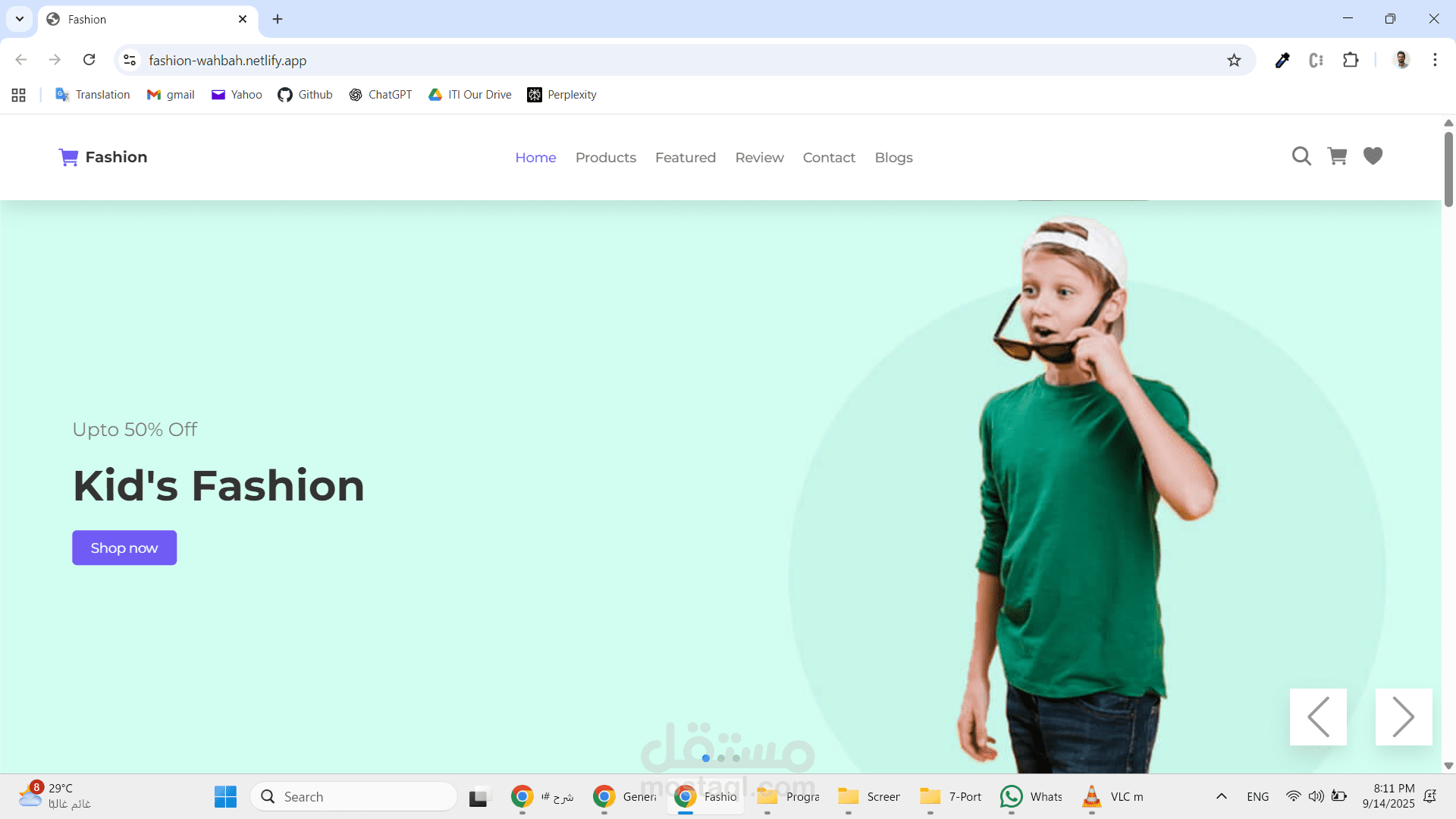 Fashion website using HTML, CSS< , SASS, JS