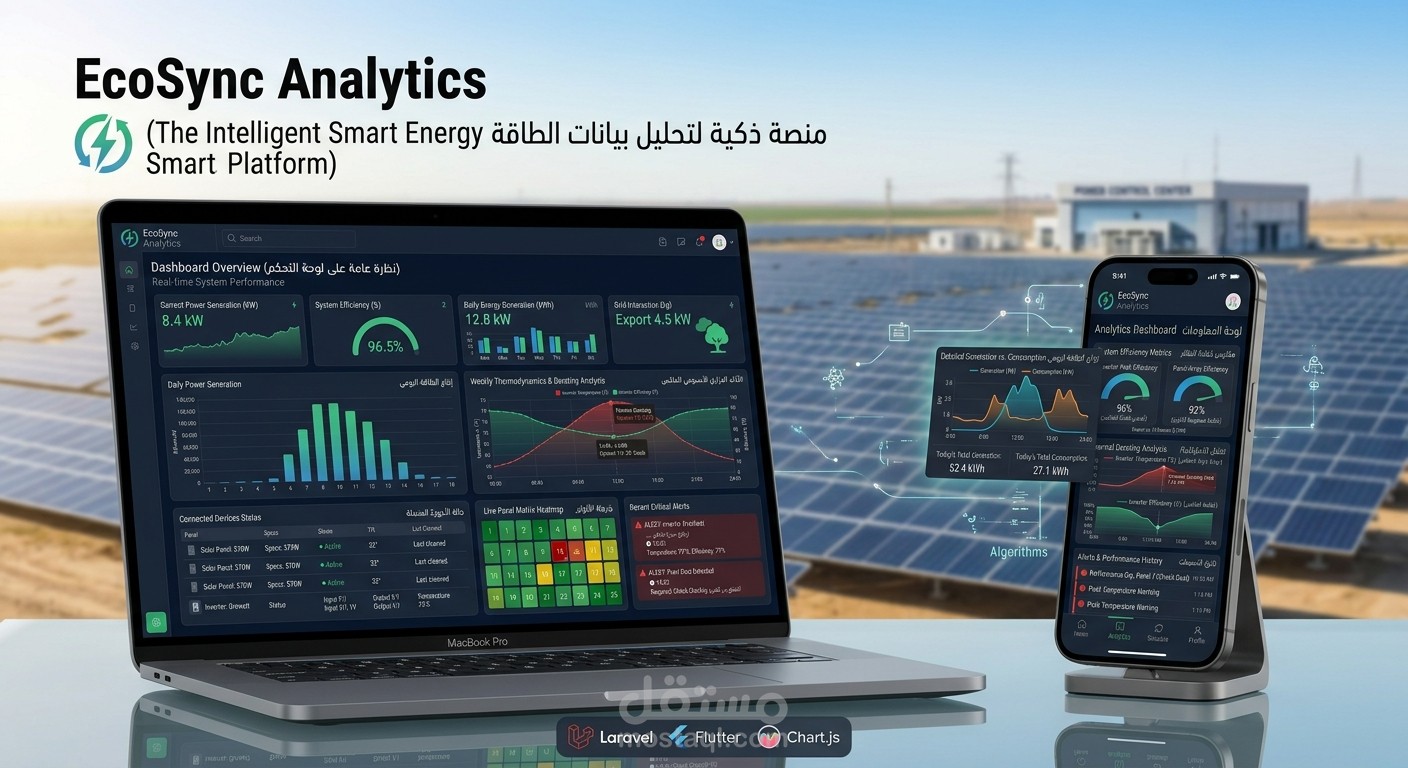 EcoSync Analytics: المنصة الذكية لمحاكاة وتحليل بيانات الطاقة الشمسية